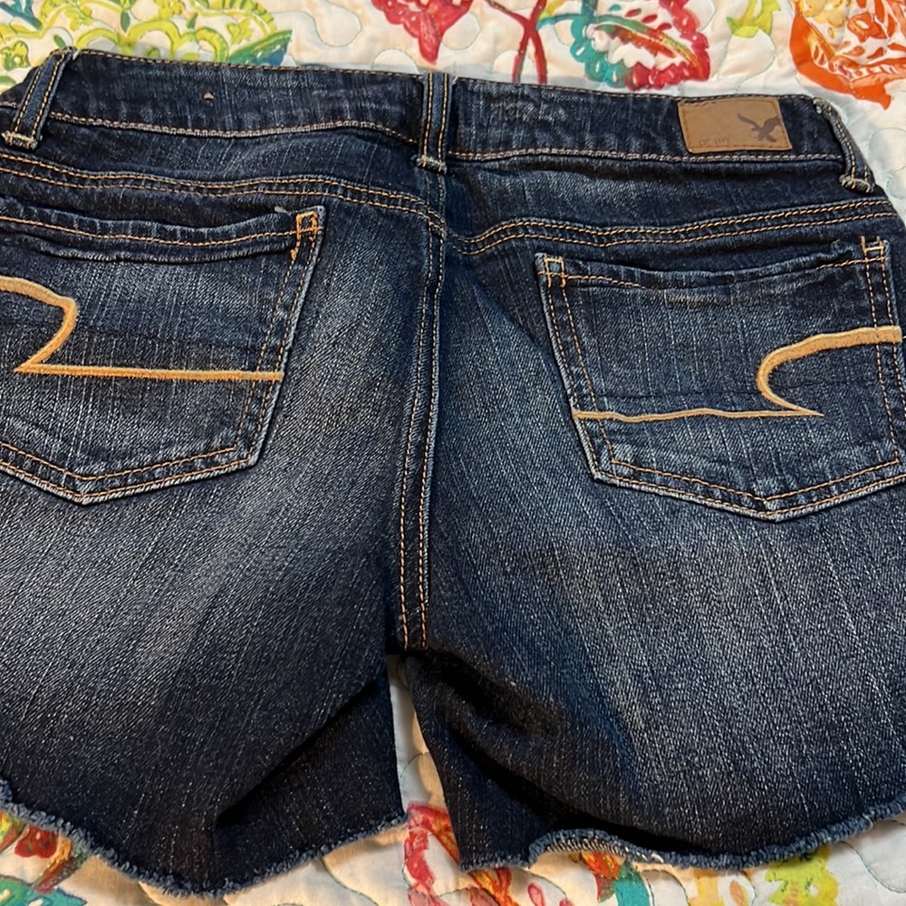 American Eagle Denim Braided Leather Trim Short size 4 - Picture 6 of 8